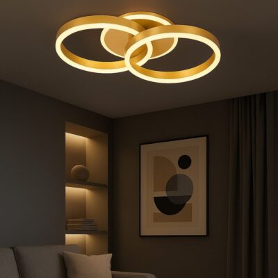 💡 Lustra LED A10/2 GD – Design Elegant cu Cercuri și Lumină Reglabilă
