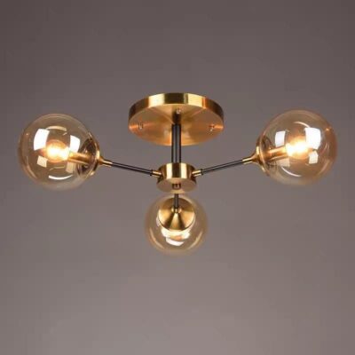 Lustra cu Sticlă DF1055-3 – Design Elegant, cu 3 Socluri E14