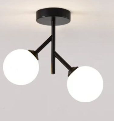 Lustra cu Sticlă 350-2 BK – Design Modern, cu 2 Socluri E27