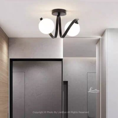Lustra cu Sticlă 336-2 BK – Design Modern, cu 2 Socluri E27