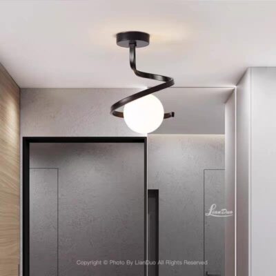 Lustra cu Sticlă 335-1 BK – Design Modern, cu 1 Soclu E27