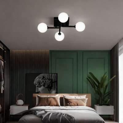 💡 Lustra DN06-4 – Minimalism Funcțional cu 4 Abajururi Opal