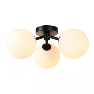 Lustra cu Sticlă 359-3 BK – Design Modern, cu 3 Socluri E27
