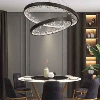 Lustra LED G23529-40+60 BK – 126W, Design Modern, cu Telecomandă și Lumină Reglabilă