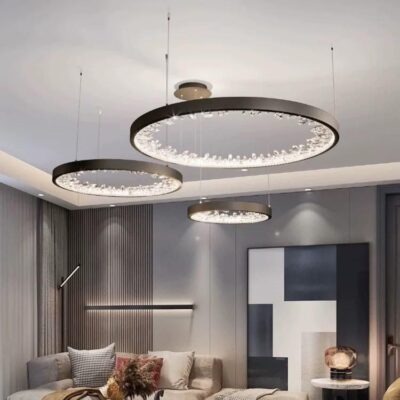 Lustra LED G23529-40+60+80 BK – 113×2W, Design Modern, cu Telecomandă și Lumină Reglabilă