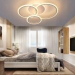 Lustră LED cu Telecomandă, Model 8888/4 – 4 Inele, 128W, Alb Modern