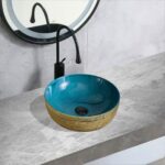 Lavoar Aplicat Luxury Line 41.5CM – Golden Turquoise HY8069D40 - imagine 2