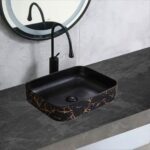 Lavoar Ceramic Premium Dreptunghiular Gold–Negru 50×40×13.5CM – Model 731