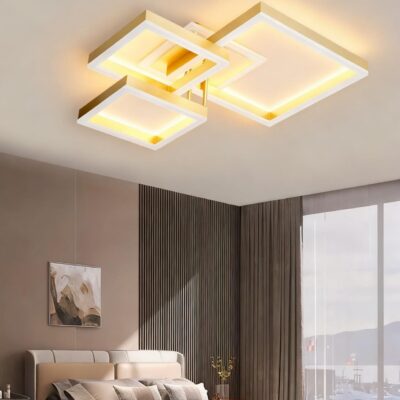 Lustră 5702 GD cu Telecomandă, 61×2W, 3 Culori de Lumină, Design Modern Auriu, 470×470×120 mm