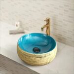 Lavoar Aplicat Luxury Line 41.5CM – Golden Turquoise HY8069D40 - imagine 3