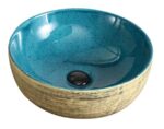 Lavoar Aplicat Luxury Line 41.5CM – Golden Turquoise HY8069D40 - imagine 4