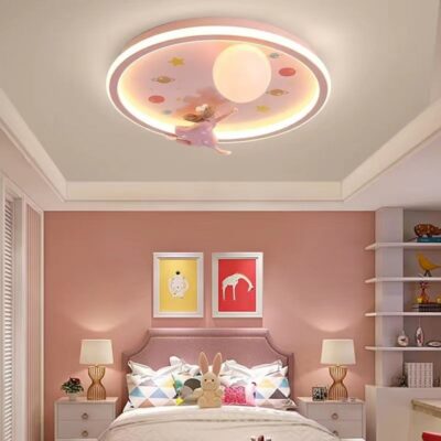 Lustră LED pentru Camera Copiilor, Design Fetiță cu Balon, Ø540 mm, 3 Culori de Lumină