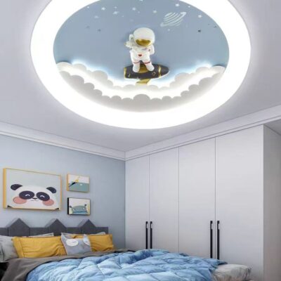 Lustră LED pentru Camera Copiilor, Design Astronaut pe Rachetă, Ø550 mm, 3 Culori de Lumină