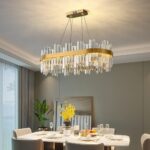 Candelabru Textura Cristal, Metal, 120W, Auriu - imagine 3