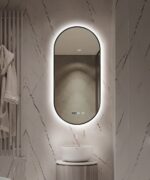 Oglindă LED Touch Premium, Dezaburire, Rama Negra, 3 Tipuri Lumină 50/100 cm