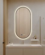 Oglindă LED Touch Premium, Dezaburire, Rama Negra, 3 Tipuri Lumină 50/100 cm - imagine 3