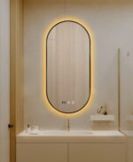 Oglindă LED Touch Premium, Dezaburire, Rama Negra, 3 Tipuri Lumină 50/100 cm - imagine 5