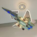 Pendul Avion Model D188 – 240W, 3 Tipuri de Lumină, Telecomandă, Înălțime Reglabilă, Verde