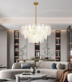 Candelabru Model 5866-600 – Textură Sticlă & Metal, 10x E27, Auriu