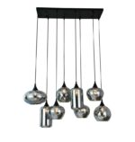 Pendul Model 78030-8 cu 8 Abajururi – 8x E27, Înălțime Reglabilă, Negru - imagine 2