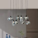 Pendul Model 78030-8 cu 8 Abajururi – 8x E27, Înălțime Reglabilă, Negru