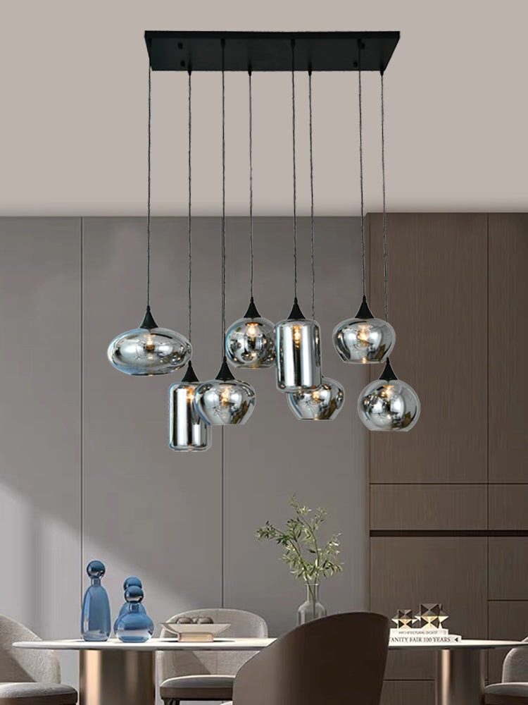 78030-8 Pendul Model 78030-8 cu 8 Abajururi – 8x E27, Înălțime Reglabilă, Negru - imagine 1