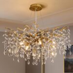 Candelabru Model 33007-460 – Textură Cristal & Metal, 6 x E14, Auriu