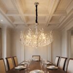 Candelabru Model 1117-600 – Textură Cristal & Metal, 8 x E14, Argintiu