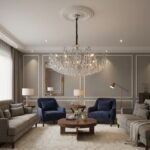 Candelabru Model 1117-850 – Textură Cristal & Metal, 8 x E14, Argintiu - imagine 4