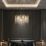 Candelabru Model 33001-460 – Textură Cristal & Metal, 6 x E14, Argintiu