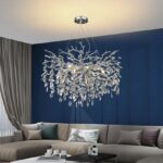 Candelabru Model 33020-600 – Textură Cristal & Metal, 8 x E14, Argintiu