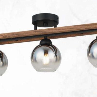 Lustră Model 3332-3 (cu lemn) – Design Modern Natural, 3 x E27