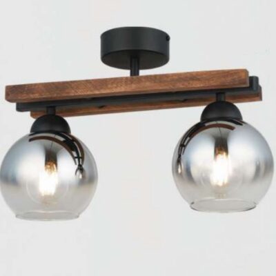 Lustră Model 3332-2 (cu lemn) – Design Modern Natural, 2 x E27