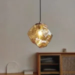 Pendul Model 10-1 – Abajur din Sticlă, 1 x E27, Reglabil, Auriu