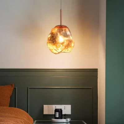 Pendul Model 10-1 – Abajur din Sticlă, 1 x E27, Reglabil, Rose Gold