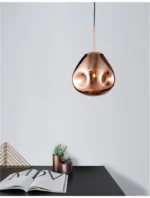 Pendul Model 11-1 – Abajur din Sticlă, 1 x E27, Reglabil, Rose Gold