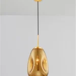 Pendul Model 14-1 – Abajur din Sticlă, 1 x E27, Reglabil, Auriu