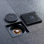 Sifon pardoseala sistem antimiros Es, Alama Elit's 100 mm , Negru Mat tip Rigola - imagine 3