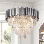 Candelabru Model WL339-600 – Cristal & Metal, 10 x E27, Argintiu - imagine 2