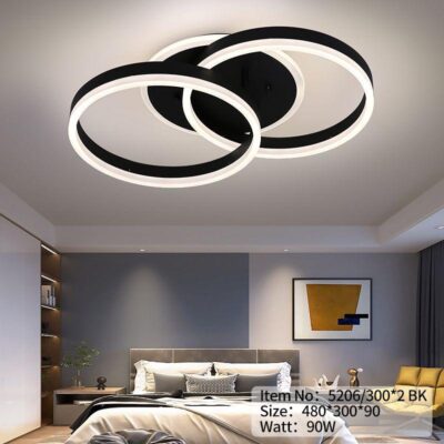 Lustră LED Model 5206-300 BK – cu Telecomandă, 90W, Dimabilă