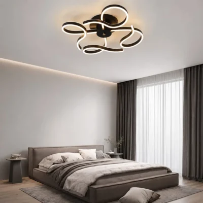 Lustră LED Model T9877 BK – 288W, Telecomandă, 3 Tipuri de Lumină, Intensitate Reglabilă