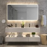 Oglindă Baie LED și Dezaburire Elit's Premium: Senzor Touch, Lumina Rece, Caldă și Neutră, 130x80cm, Lumina Ambientală Spate
