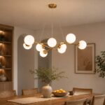 Lustră LED Gold cu 9 Globuri Albe – CD511-9