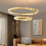 Lustră LED Cristal cu Telecomandă, 2 Inele Gold