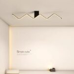 Lustră LED cu telecomandă, negru mat, zigzag modern