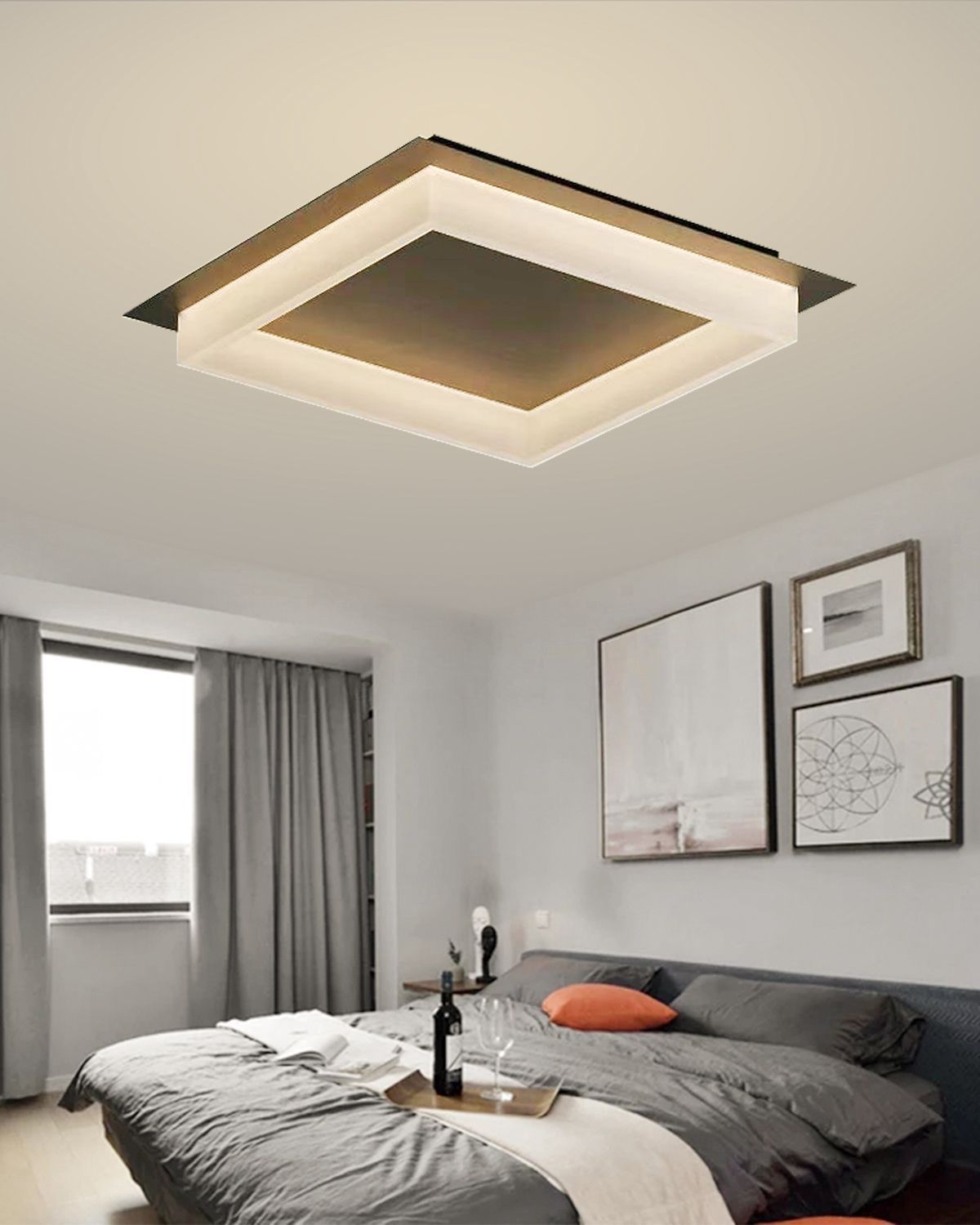 produs-1788829289251 Lustră LED cu Telecomandă, Square Gold 350mm - imagine 1