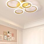 Lustră LED cu Telecomandă, Gold, 4 Inele – 60W