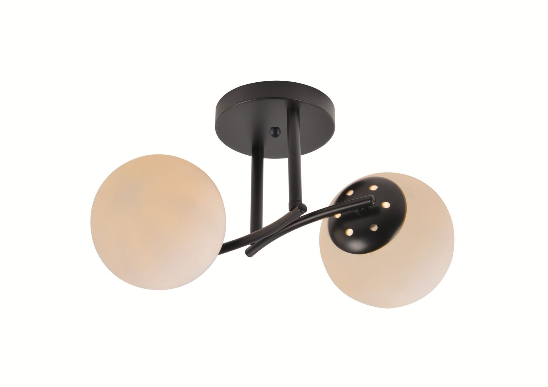 produs-1790217702467 Lustră cu 2 globuri opale, dulie E27, negru mat - imagine 1