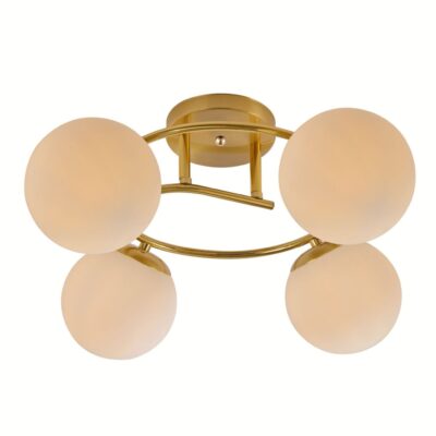 Lustră LED Gold cu 4 Globuri Opale