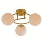 Lustră cu 3 globuri albe opale, finisaj auriu – 6530/3GD